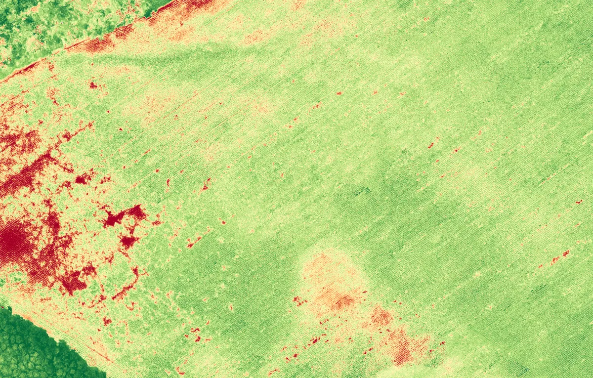 Preview of the NDVI output from a real MapperTool survey